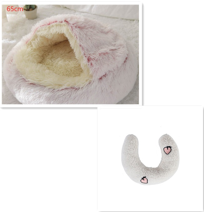 2 In 1 Dog And Cat  Winter Bed Round Plush