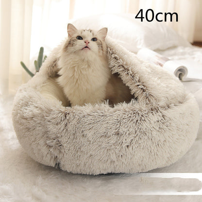 2 In 1 Dog And Cat  Winter Bed Round Plush