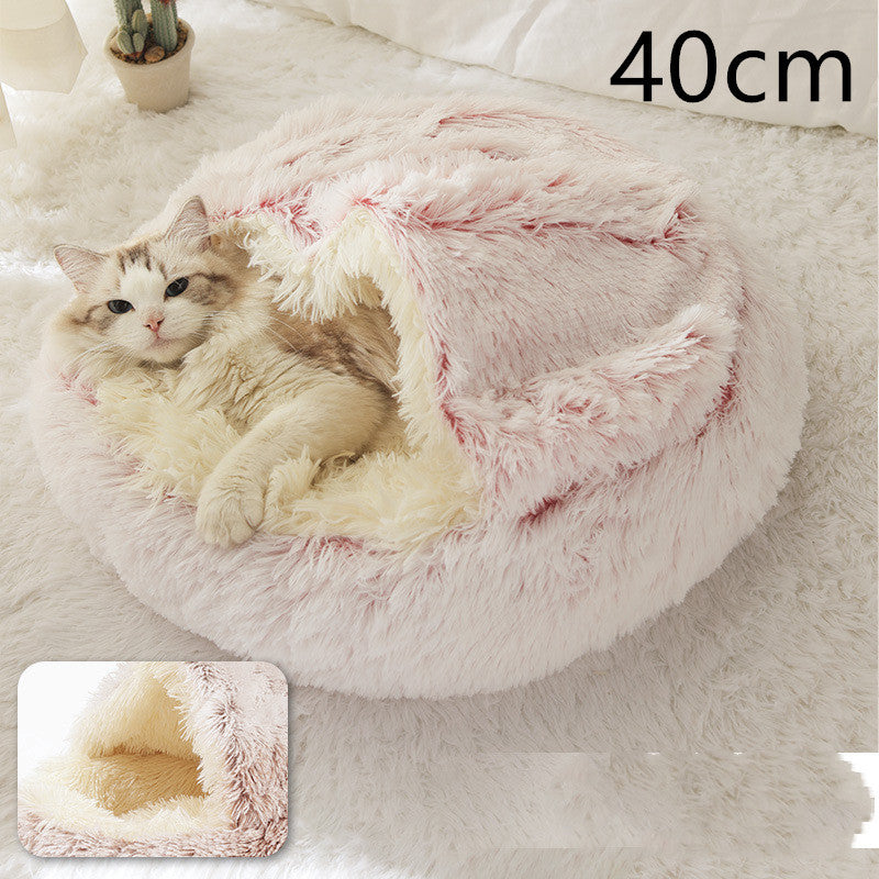 2 In 1 Dog And Cat  Winter Bed Round Plush