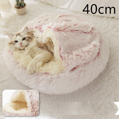 2 In 1 Dog And Cat  Winter Bed Round Plush