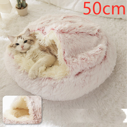 2 In 1 Dog And Cat  Winter Bed Round Plush