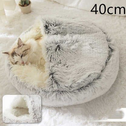 2 In 1 Dog And Cat  Winter Bed Round Plush