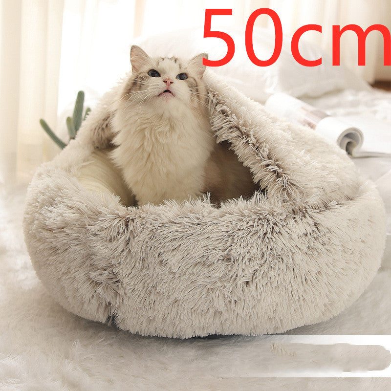 2 In 1 Dog And Cat  Winter Bed Round Plush