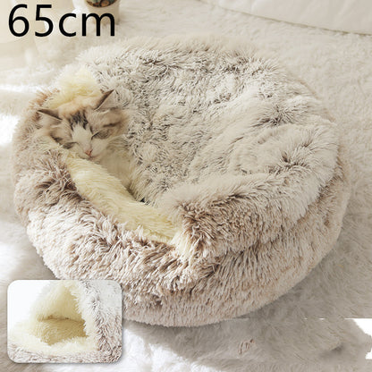 2 In 1 Dog And Cat  Winter Bed Round Plush