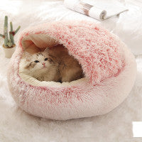 2 In 1 Dog And Cat  Winter Bed Round Plush