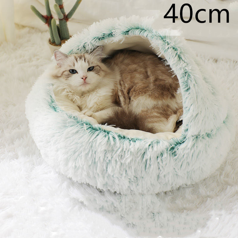 2 In 1 Dog And Cat  Winter Bed Round Plush