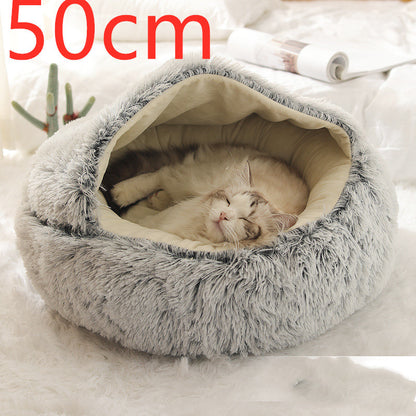 2 In 1 Dog And Cat  Winter Bed Round Plush