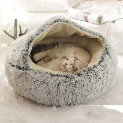 2 In 1 Dog And Cat  Winter Bed Round Plush