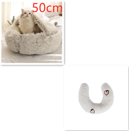 2 In 1 Dog And Cat  Winter Bed Round Plush