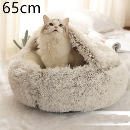 2 In 1 Dog And Cat  Winter Bed Round Plush