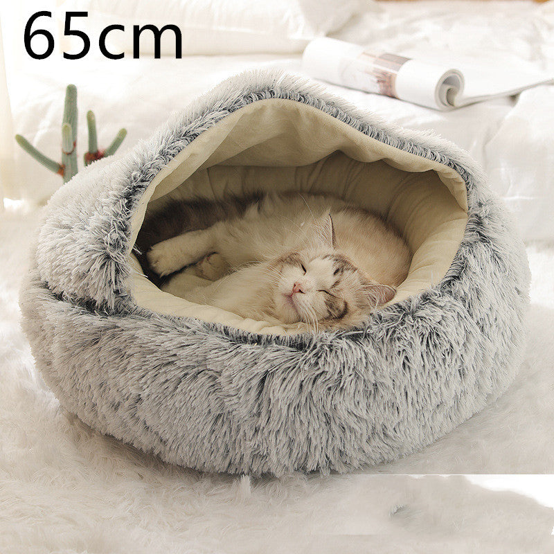 2 In 1 Dog And Cat  Winter Bed Round Plush