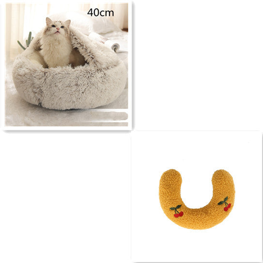 2 In 1 Dog And Cat  Winter Bed Round Plush