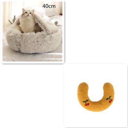 2 In 1 Dog And Cat  Winter Bed Round Plush