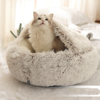 2 In 1 Dog And Cat  Winter Bed Round Plush