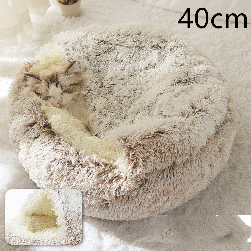 2 In 1 Dog And Cat  Winter Bed Round Plush