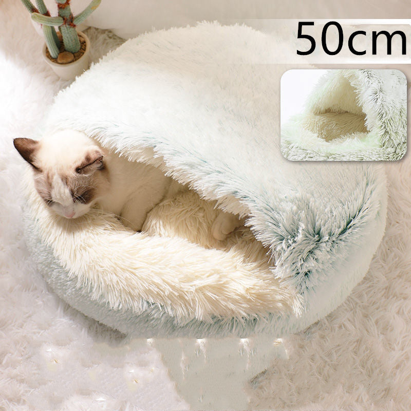 2 In 1 Dog And Cat  Winter Bed Round Plush