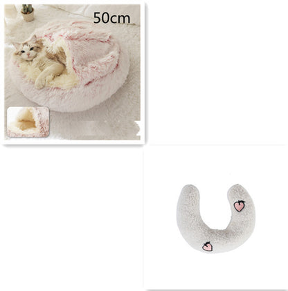 2 In 1 Dog And Cat  Winter Bed Round Plush