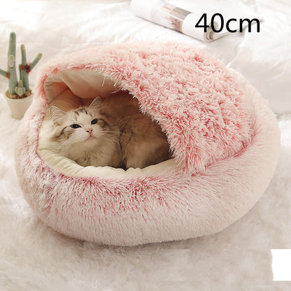 2 In 1 Dog And Cat  Winter Bed Round Plush