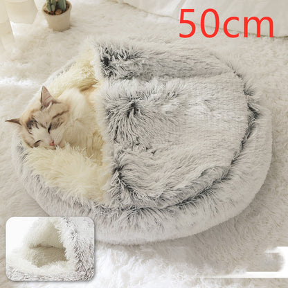 2 In 1 Dog And Cat  Winter Bed Round Plush