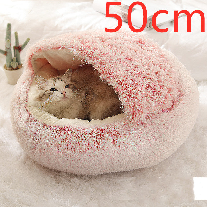 2 In 1 Dog And Cat  Winter Bed Round Plush