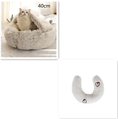 2 In 1 Dog And Cat  Winter Bed Round Plush