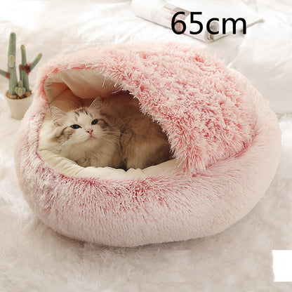 2 In 1 Dog And Cat  Winter Bed Round Plush