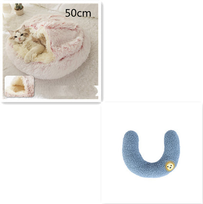 2 In 1 Dog And Cat  Winter Bed Round Plush