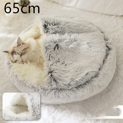 2 In 1 Dog And Cat  Winter Bed Round Plush