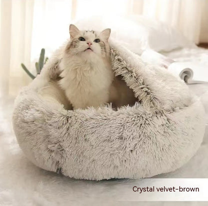 2 In 1 Dog And Cat  Winter Bed Round Plush