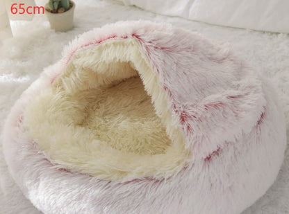 2 In 1 Dog And Cat  Winter Bed Round Plush