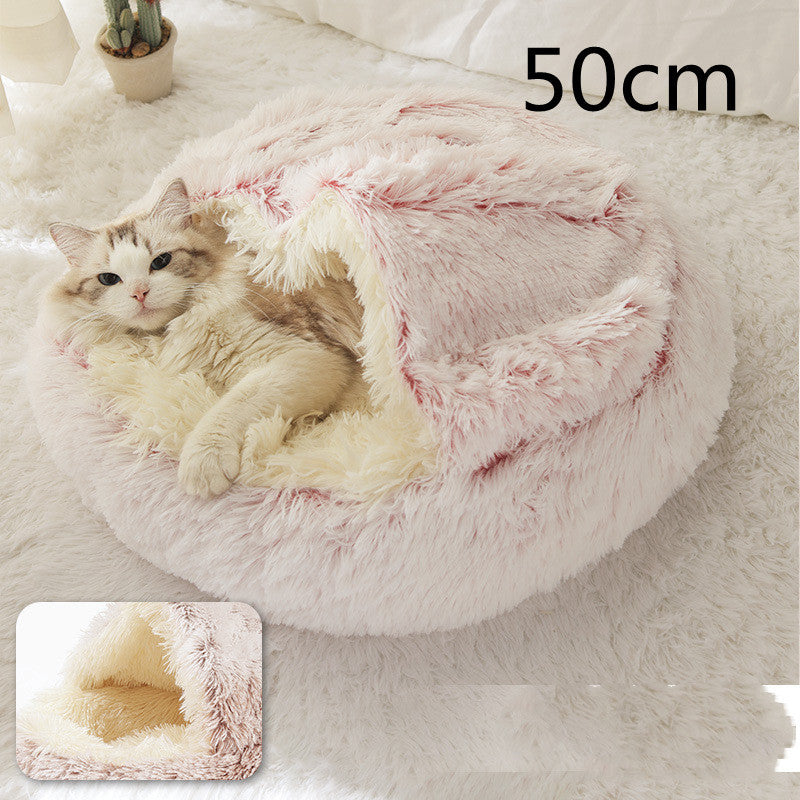 2 In 1 Dog And Cat  Winter Bed Round Plush