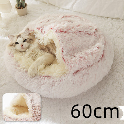 2 In 1 Dog And Cat  Winter Bed Round Plush