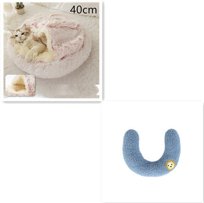 2 In 1 Dog And Cat  Winter Bed Round Plush