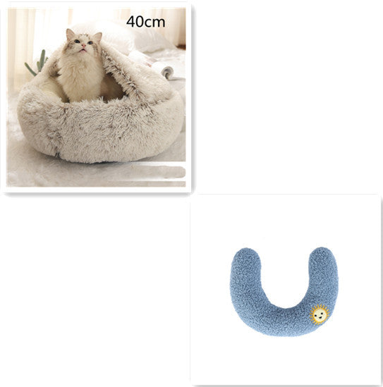 2 In 1 Dog And Cat  Winter Bed Round Plush