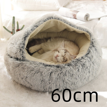 2 In 1 Dog And Cat  Winter Bed Round Plush