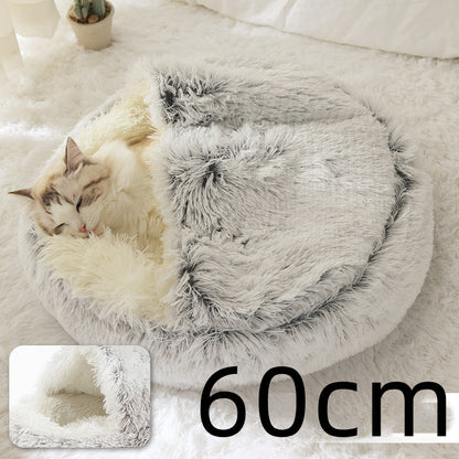 2 In 1 Dog And Cat  Winter Bed Round Plush