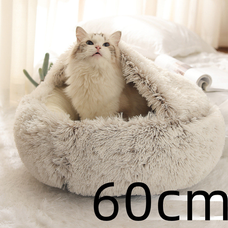 2 In 1 Dog And Cat  Winter Bed Round Plush