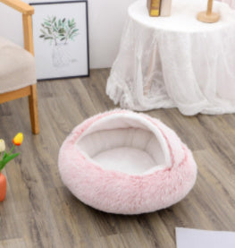 2 In 1 Dog And Cat  Winter Bed Round Plush